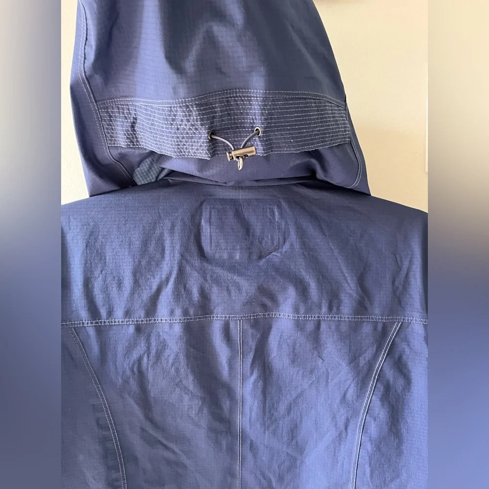 KUHL Jetstream Lightweight Trench Women’s Medium Navy Blue Hooded Rain Jacket - Picture 5 of 12